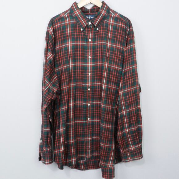Ralph Lauren‎ Blaire Plaid Button Down Shirt Size XXL Green Red Black Pony 2XL - Picture 1 of 8
